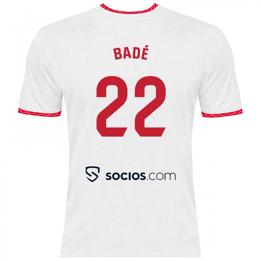 Niño Camiseta Loïc Badé #22 Blanco Rojo 1ª Equipación 2024/25 La Camisa Chile