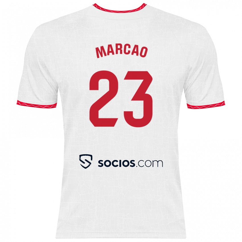 Niño Camiseta Marcão #23 Blanco Rojo 1ª Equipación 2024/25 La Camisa Chile