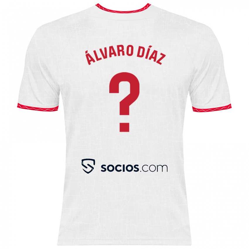 Niño Camiseta Álvaro Díaz #0 Blanco Rojo 1ª Equipación 2024/25 La Camisa Chile