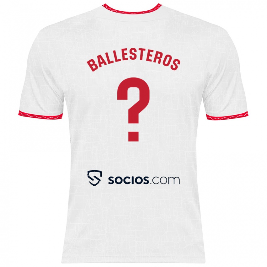 Niño Camiseta Gonzalo Ballesteros #0 Blanco Rojo 1ª Equipación 2024/25 La Camisa Chile