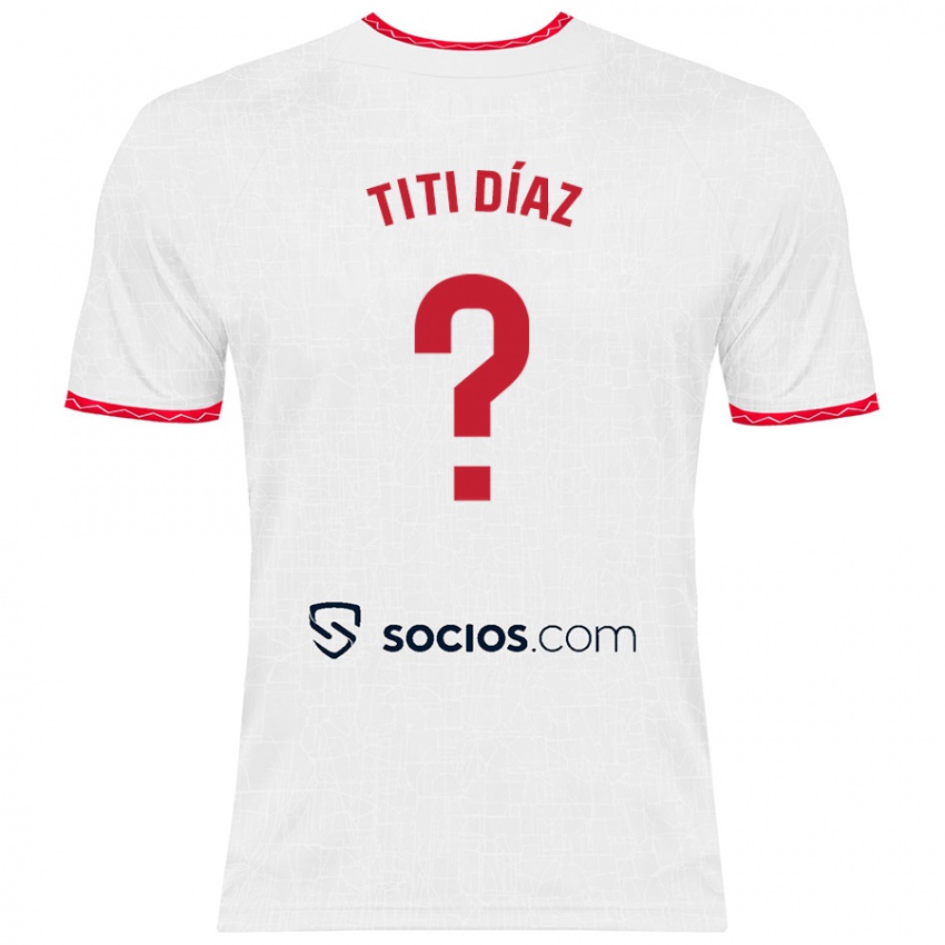 Niño Camiseta Titi Díaz #0 Blanco Rojo 1ª Equipación 2024/25 La Camisa Chile