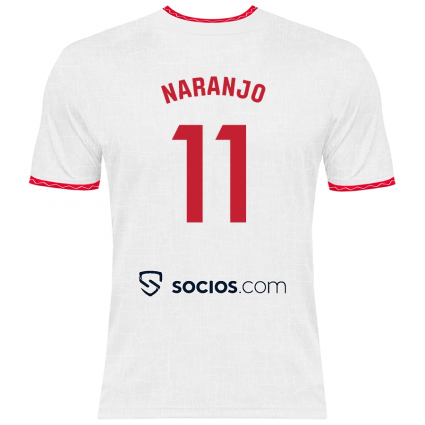 Niño Camiseta Mario Naranjo #11 Blanco Rojo 1ª Equipación 2024/25 La Camisa Chile