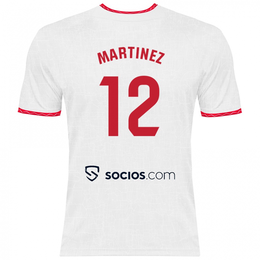 Niño Camiseta Gabri Martinez #12 Blanco Rojo 1ª Equipación 2024/25 La Camisa Chile