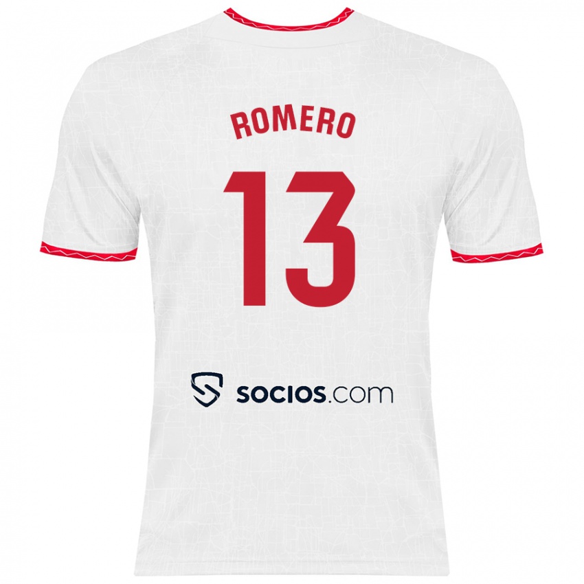 Niño Camiseta Rafael Romero #13 Blanco Rojo 1ª Equipación 2024/25 La Camisa Chile