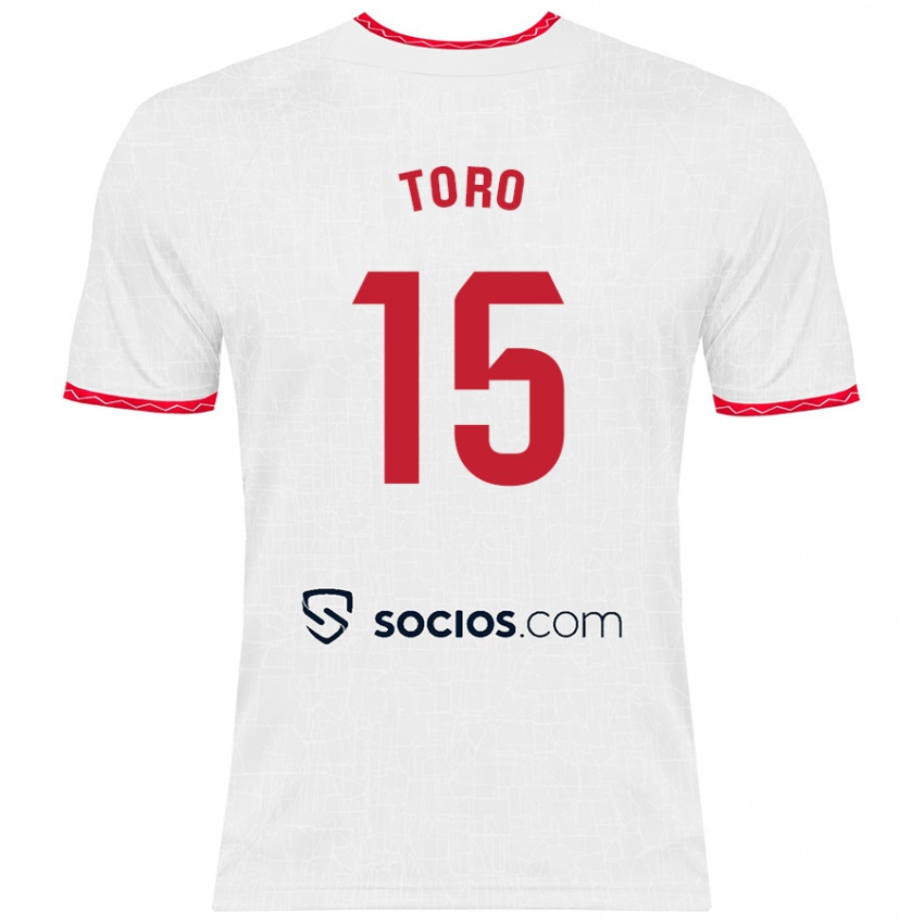 Niño Camiseta Juanan Toro #15 Blanco Rojo 1ª Equipación 2024/25 La Camisa Chile