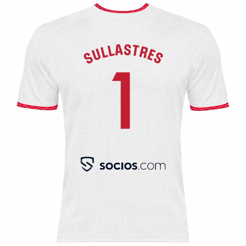 Niño Camiseta Esther Sullastres Ayuso #1 Blanco Rojo 1ª Equipación 2024/25 La Camisa Chile