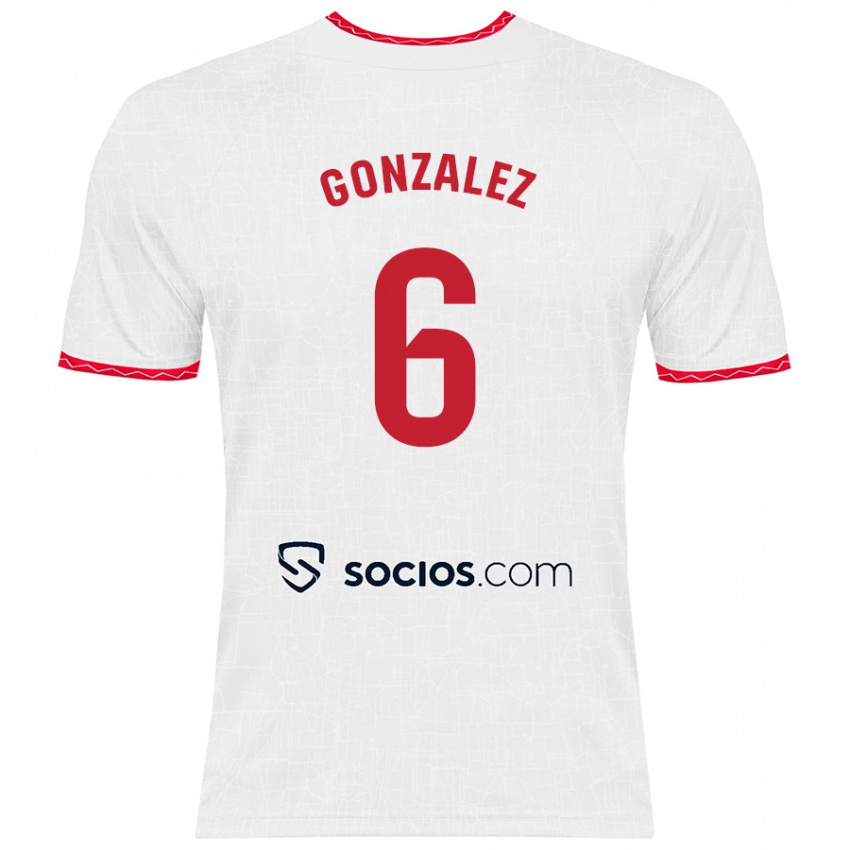 Niño Camiseta Pamela González #6 Blanco Rojo 1ª Equipación 2024/25 La Camisa Chile