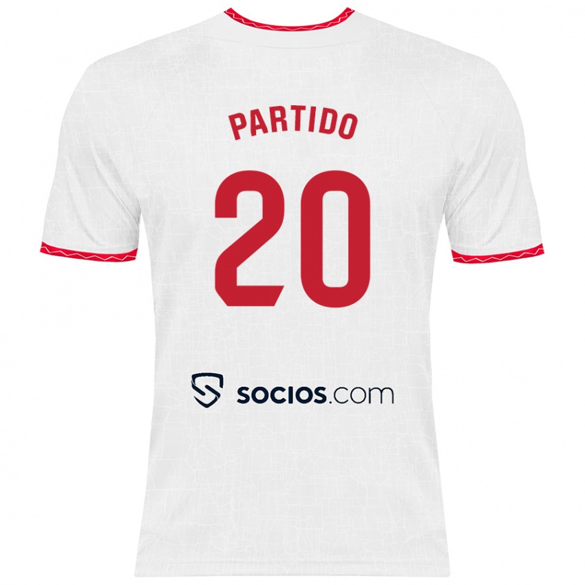 Niño Camiseta Paula Partido #20 Blanco Rojo 1ª Equipación 2024/25 La Camisa Chile