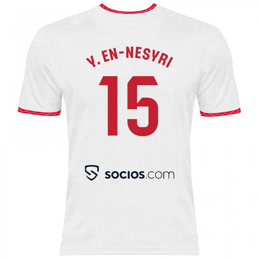 Niño Camiseta Youssef En-Nesyri #15 Blanco Rojo 1ª Equipación 2024/25 La Camisa Chile