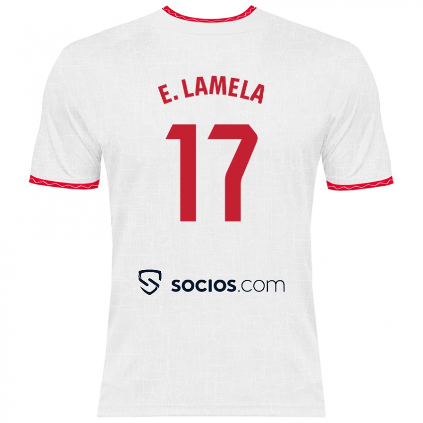 Niño Camiseta Erik Lamela #17 Blanco Rojo 1ª Equipación 2024/25 La Camisa Chile