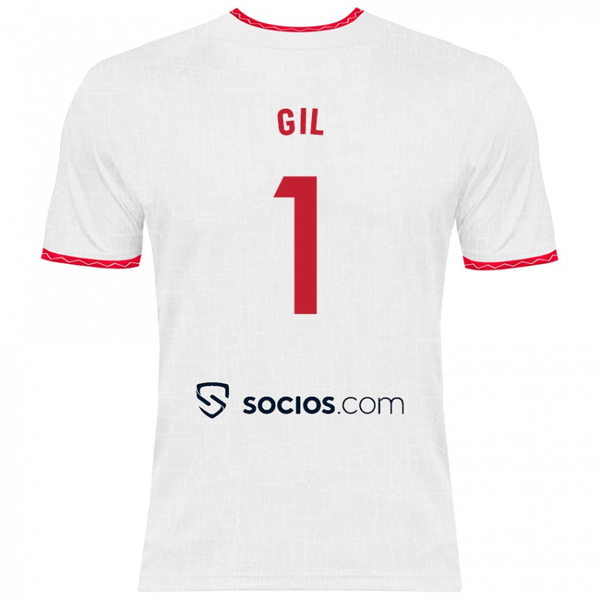 Niño Camiseta David Gil #1 Blanco Rojo 1ª Equipación 2024/25 La Camisa Chile