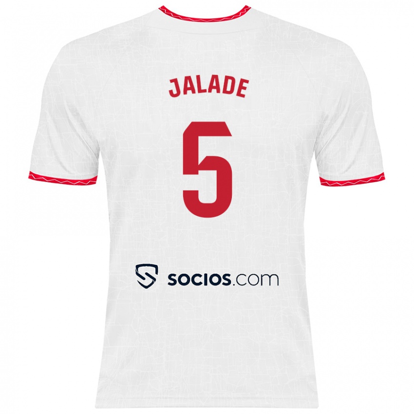 Niño Camiseta Robert Jalade #5 Blanco Rojo 1ª Equipación 2024/25 La Camisa Chile