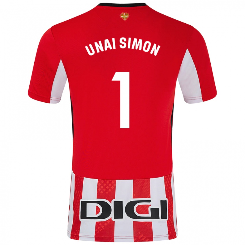 Niño Camiseta Unai Simón #1 Rojo Blanco 1ª Equipación 2024/25 La Camisa Chile