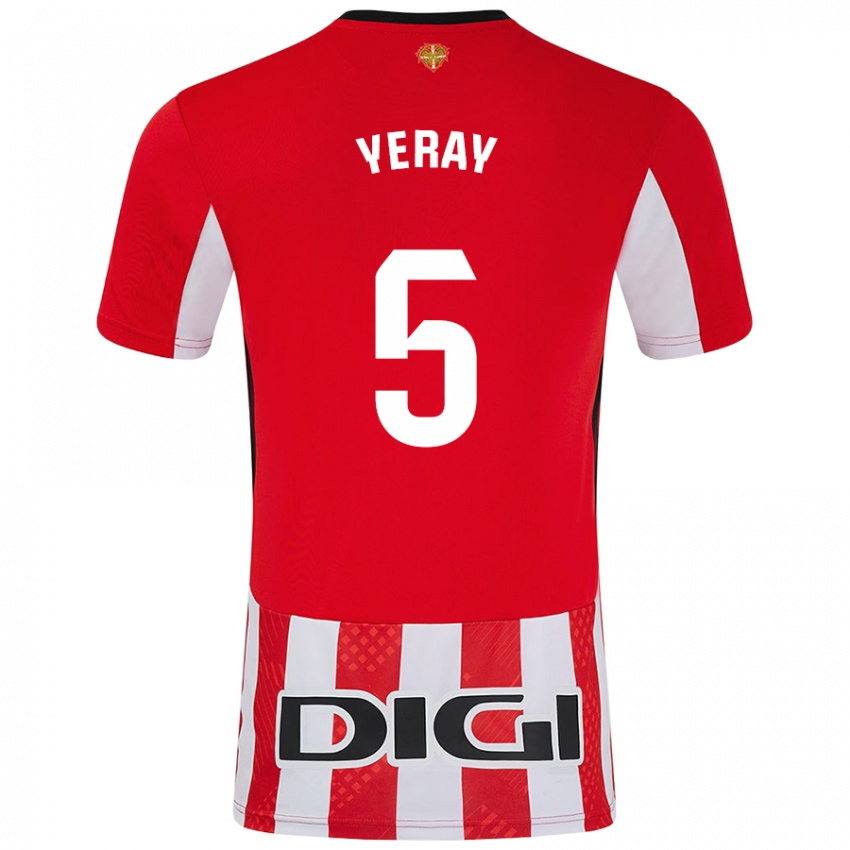 Niño Camiseta Yeray Álvarez #5 Rojo Blanco 1ª Equipación 2024/25 La Camisa Chile