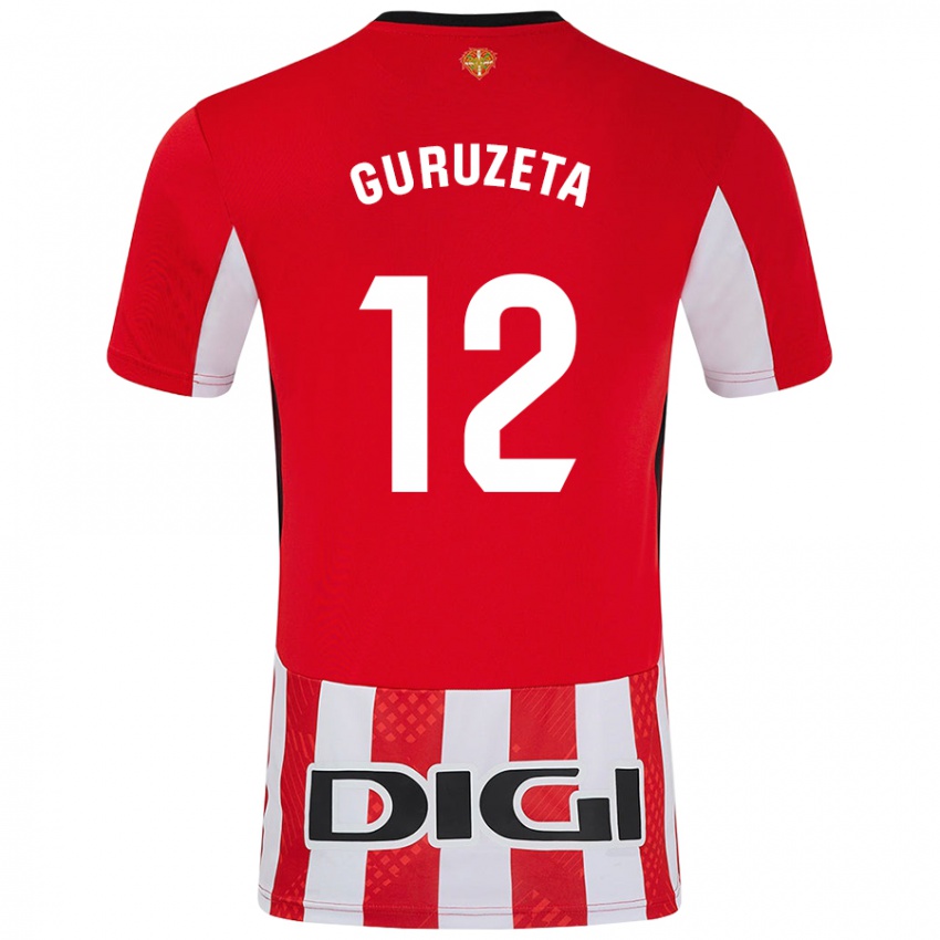 Niño Camiseta Gorka Guruzeta #12 Rojo Blanco 1ª Equipación 2024/25 La Camisa Chile