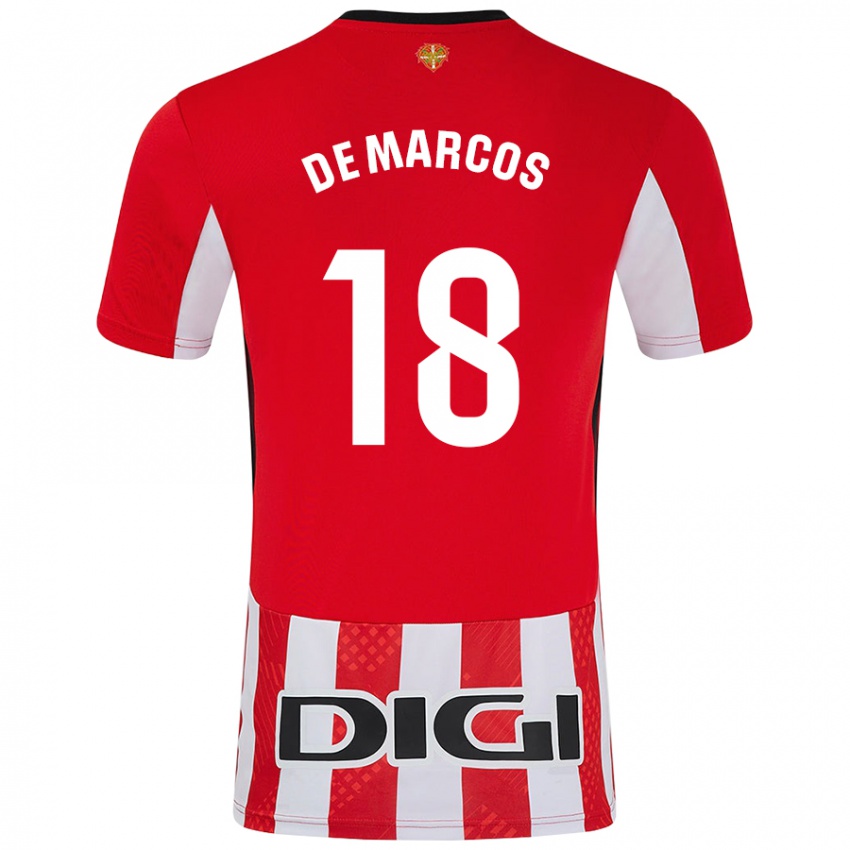 Niño Camiseta Óscar De Marcos #18 Rojo Blanco 1ª Equipación 2024/25 La Camisa Chile