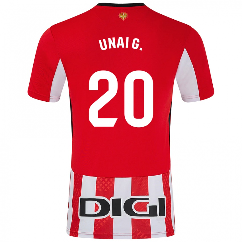 Niño Camiseta Unai Gómez #20 Rojo Blanco 1ª Equipación 2024/25 La Camisa Chile