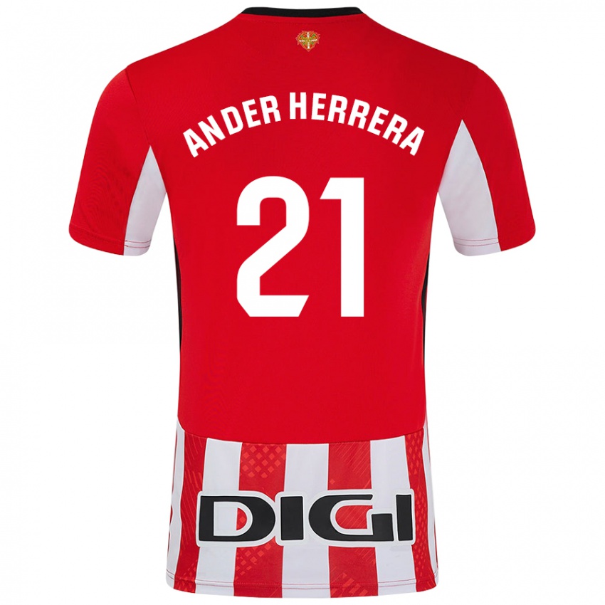 Niño Camiseta Ander Herrera #21 Rojo Blanco 1ª Equipación 2024/25 La Camisa Chile