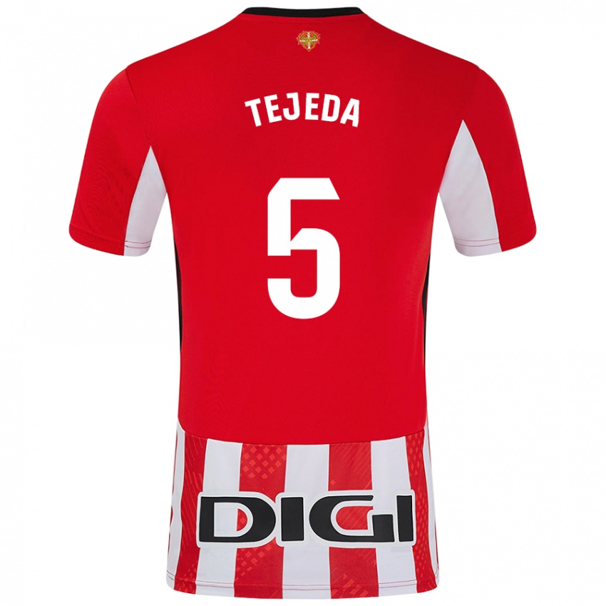 Niño Camiseta Diego Tejeda #5 Rojo Blanco 1ª Equipación 2024/25 La Camisa Chile