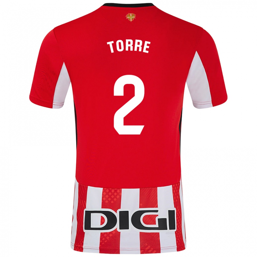 Niño Camiseta Maddi Torre #2 Rojo Blanco 1ª Equipación 2024/25 La Camisa Chile