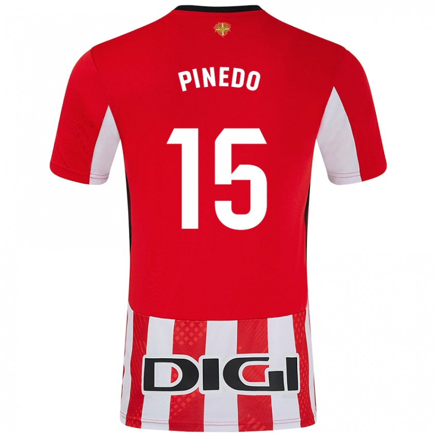 Niño Camiseta Clara Pinedo Castresana #15 Rojo Blanco 1ª Equipación 2024/25 La Camisa Chile