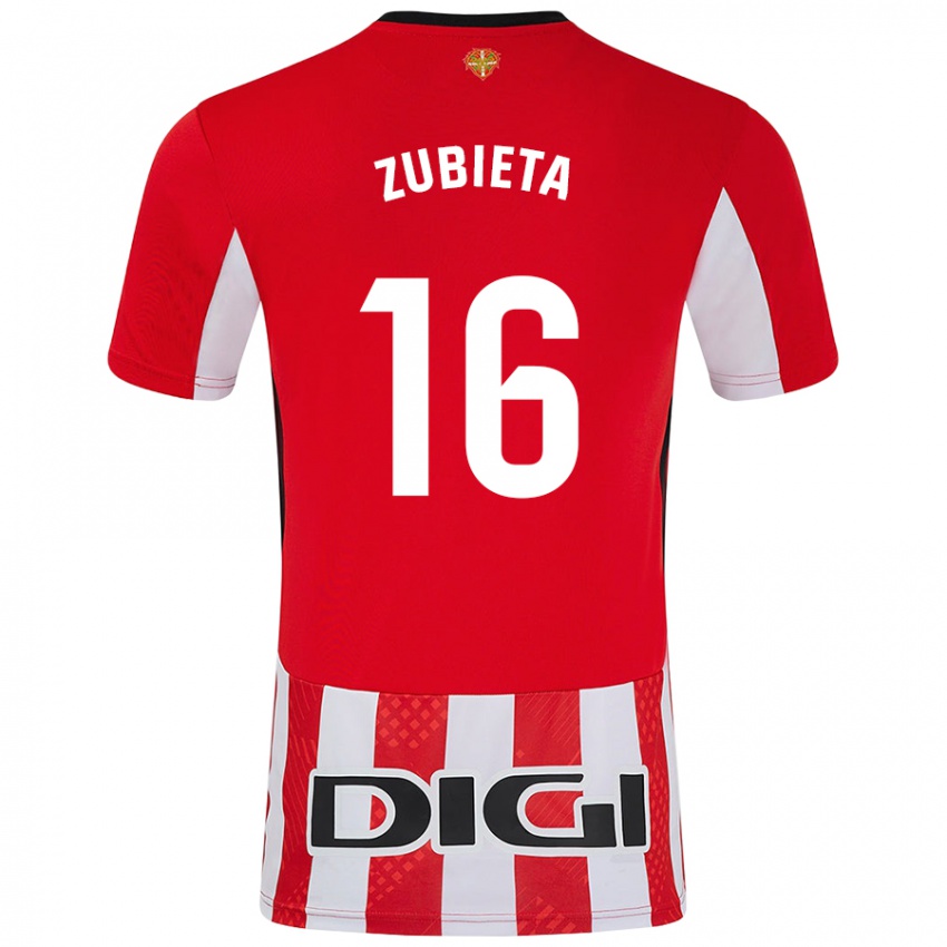 Niño Camiseta Maite Zubieta Arambarri #16 Rojo Blanco 1ª Equipación 2024/25 La Camisa Chile