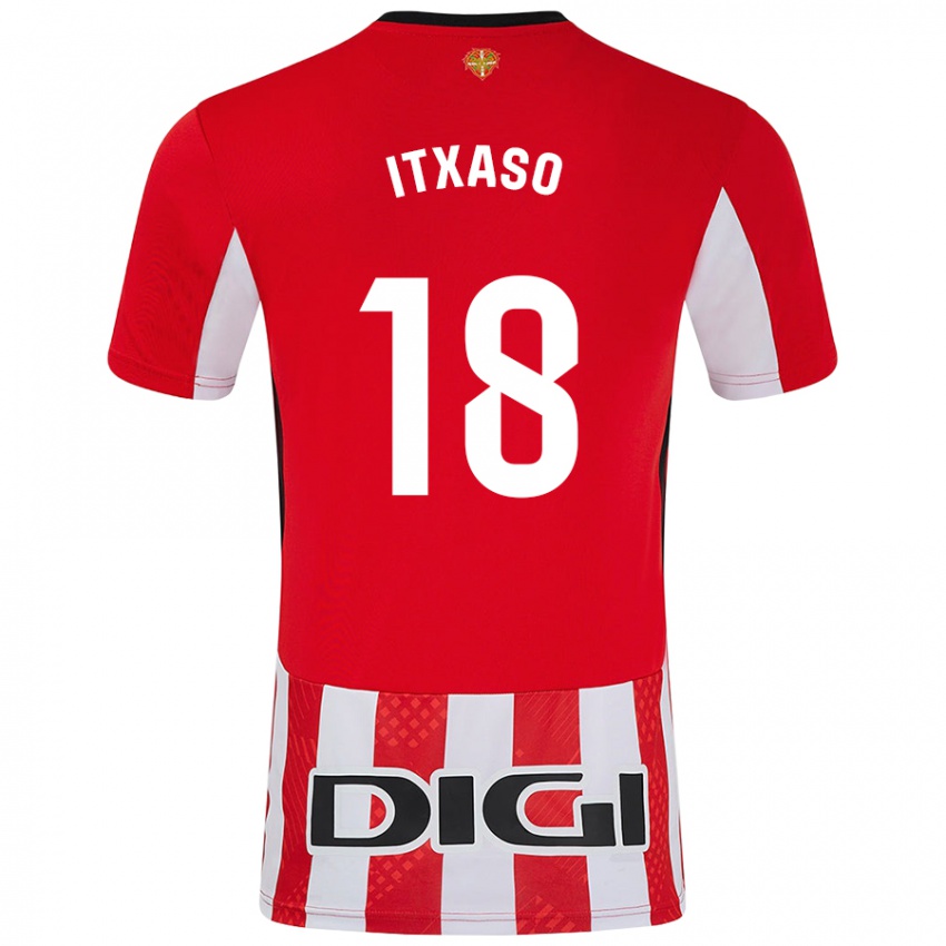 Niño Camiseta Itxaso Uriarte Santamaria #18 Rojo Blanco 1ª Equipación 2024/25 La Camisa Chile