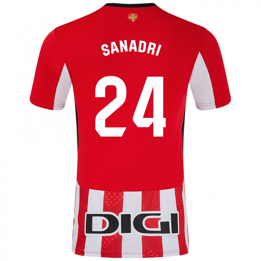 Niño Camiseta Sanadri #24 Rojo Blanco 1ª Equipación 2024/25 La Camisa Chile