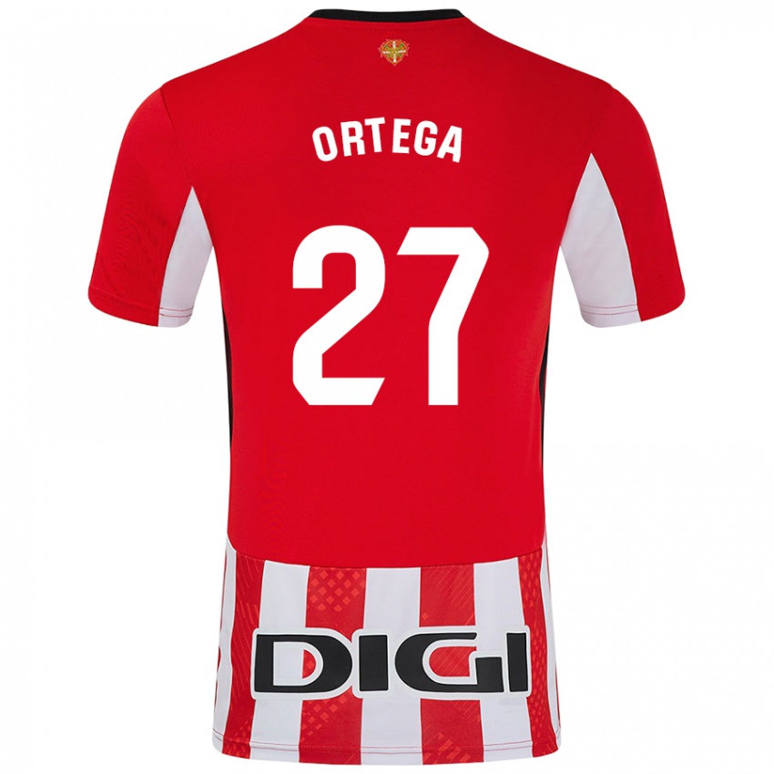 Niño Camiseta Sara Ortega #27 Rojo Blanco 1ª Equipación 2024/25 La Camisa Chile