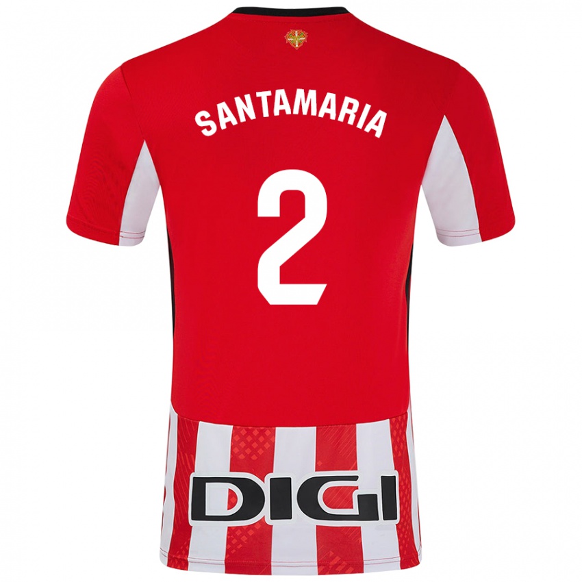 Niño Camiseta Unai Santamaría #2 Rojo Blanco 1ª Equipación 2024/25 La Camisa Chile