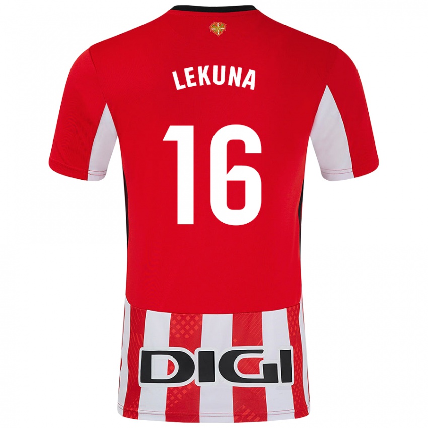 Niño Camiseta Adrián Lekuna #16 Rojo Blanco 1ª Equipación 2024/25 La Camisa Chile