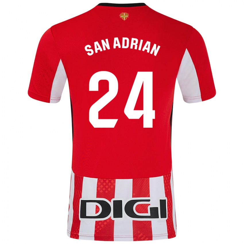 Niño Camiseta Marta San Adrián Rocandio #24 Rojo Blanco 1ª Equipación 2024/25 La Camisa Chile