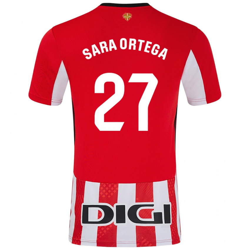 Niño Camiseta Sara Ortega Ruiz #27 Rojo Blanco 1ª Equipación 2024/25 La Camisa Chile