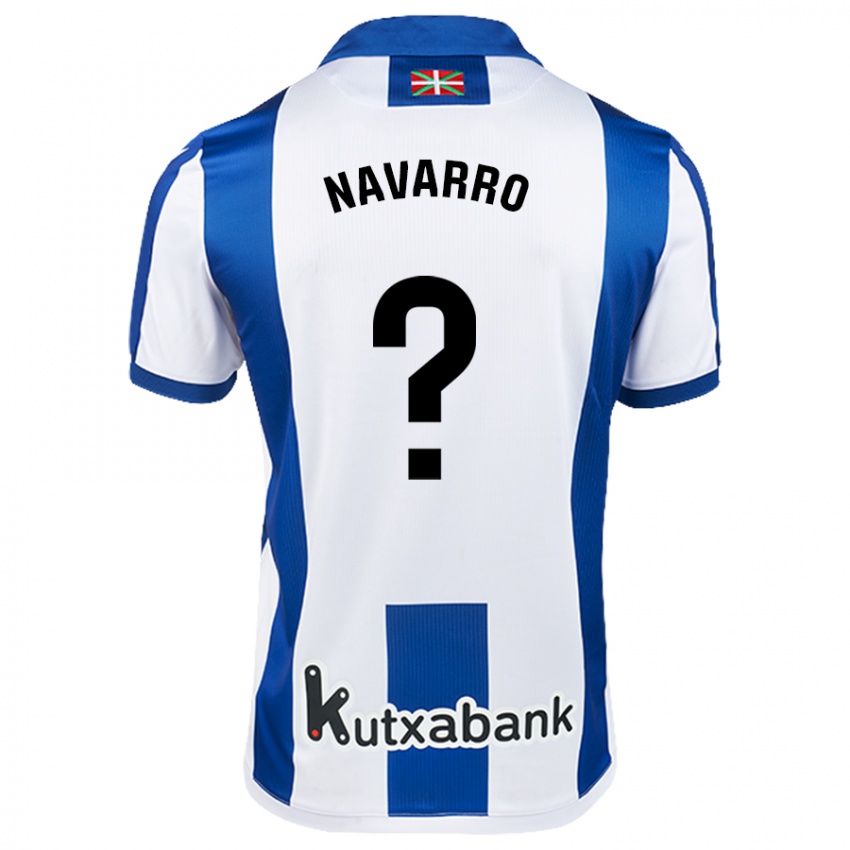 Niño Camiseta Robert Navarro #0 Blanco Azul 1ª Equipación 2024/25 La Camisa Chile