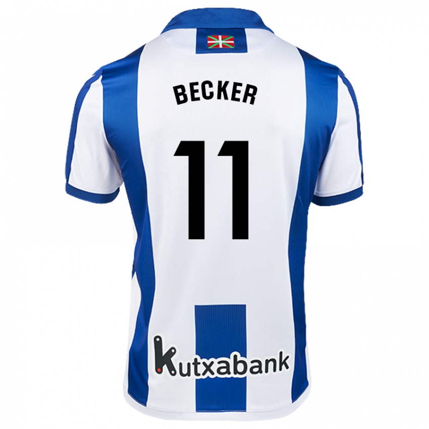 Niño Camiseta Sheraldo Becker #11 Blanco Azul 1ª Equipación 2024/25 La Camisa Chile