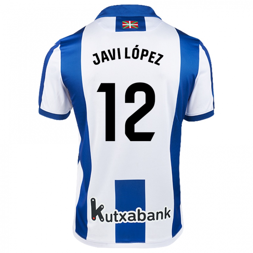 Niño Camiseta Javi López #12 Blanco Azul 1ª Equipación 2024/25 La Camisa Chile