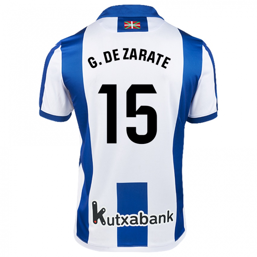 Niño Camiseta Urko González De Zarate #15 Blanco Azul 1ª Equipación 2024/25 La Camisa Chile