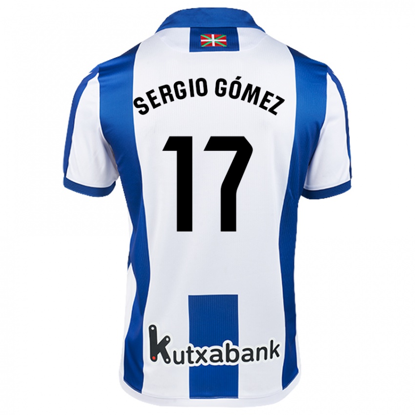 Niño Camiseta Sergio Gómez #17 Blanco Azul 1ª Equipación 2024/25 La Camisa Chile