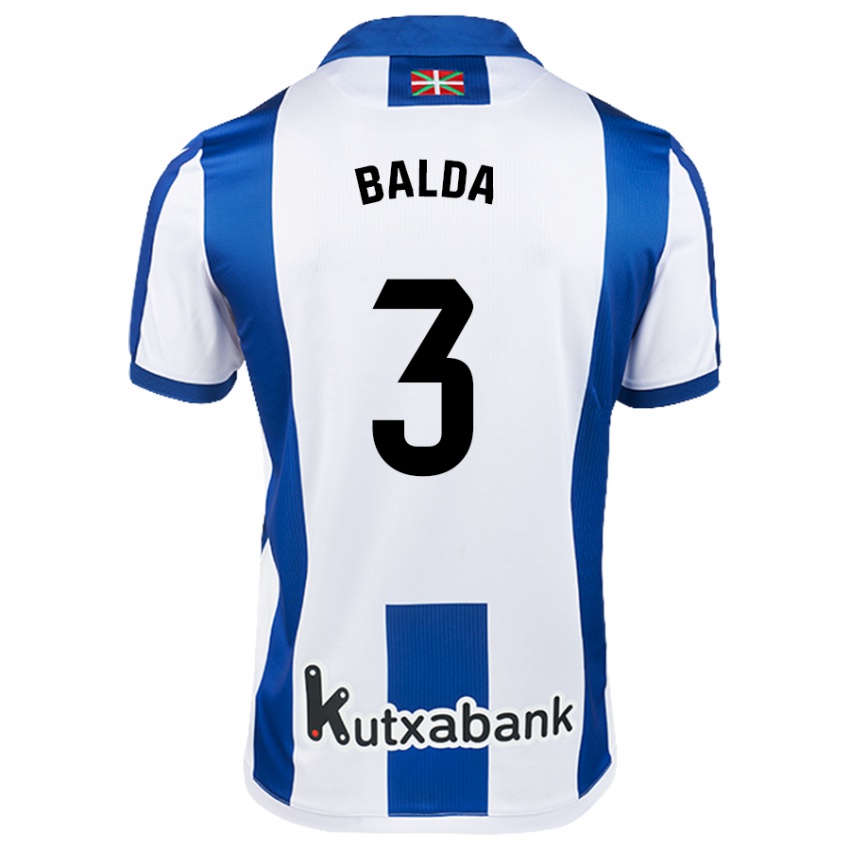 Niño Camiseta Jon Balda #3 Blanco Azul 1ª Equipación 2024/25 La Camisa Chile