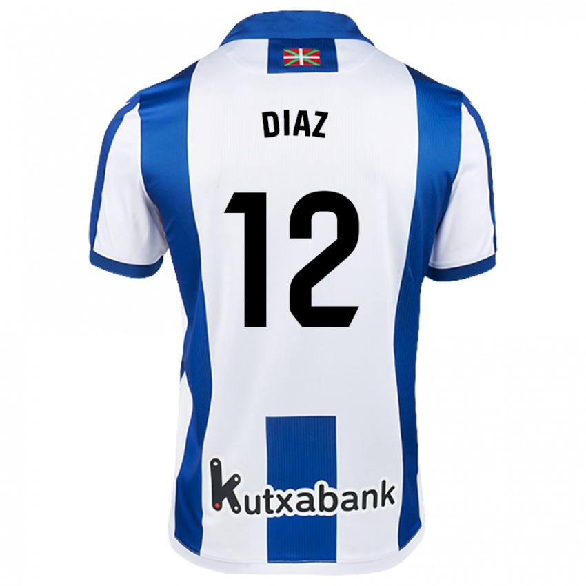 Niño Camiseta Ekain Díaz #12 Blanco Azul 1ª Equipación 2024/25 La Camisa Chile