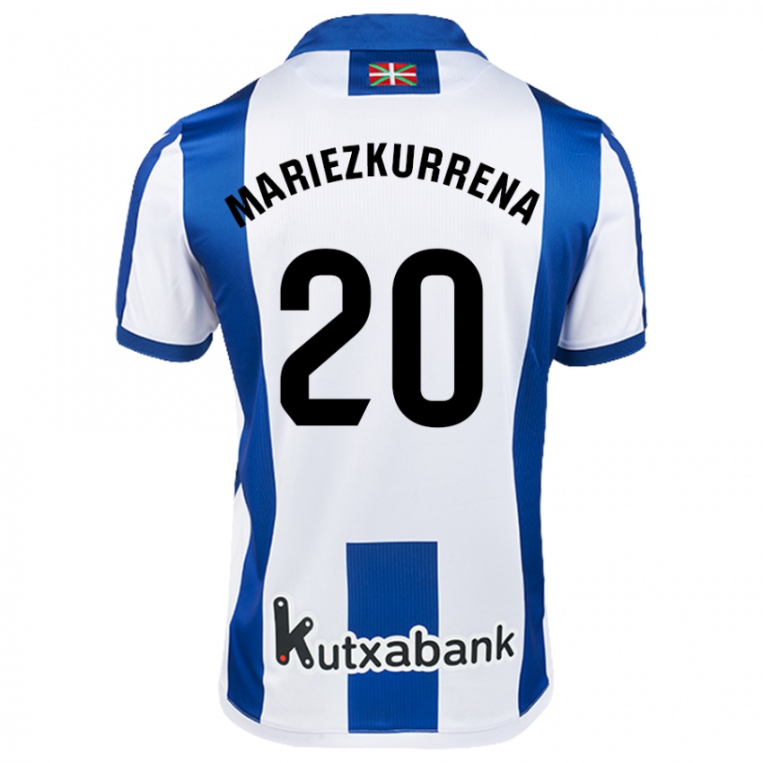 Niño Camiseta Arkaitz Mariezkurrena #20 Blanco Azul 1ª Equipación 2024/25 La Camisa Chile