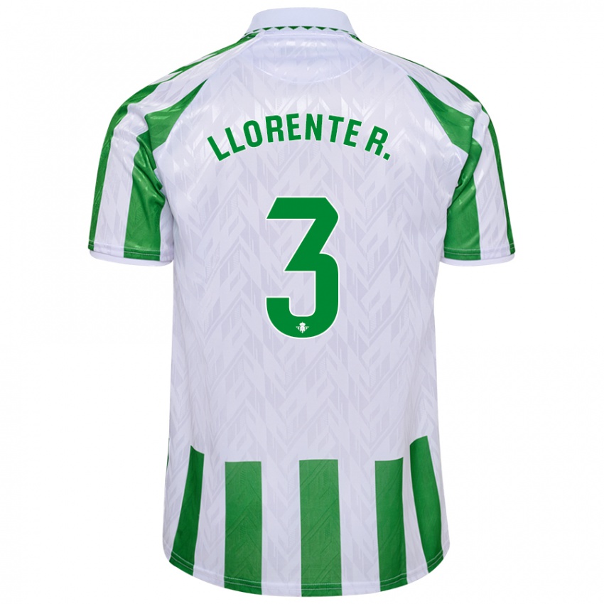 Niño Camiseta Diego Llorente #3 Verde Rayas Blancas 1ª Equipación 2024/25 La Camisa Chile