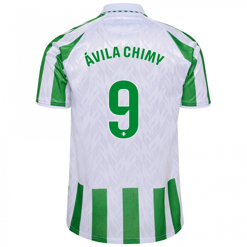 Niño Camiseta Chimy Ávila #9 Verde Rayas Blancas 1ª Equipación 2024/25 La Camisa Chile