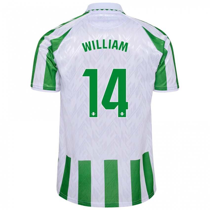 Niño Camiseta William Carvalho #14 Verde Rayas Blancas 1ª Equipación 2024/25 La Camisa Chile