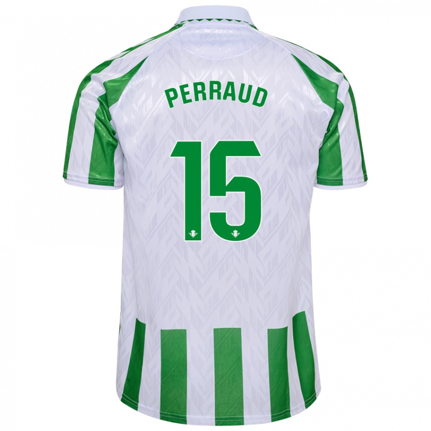 Niño Camiseta Romain Perraud #15 Verde Rayas Blancas 1ª Equipación 2024/25 La Camisa Chile