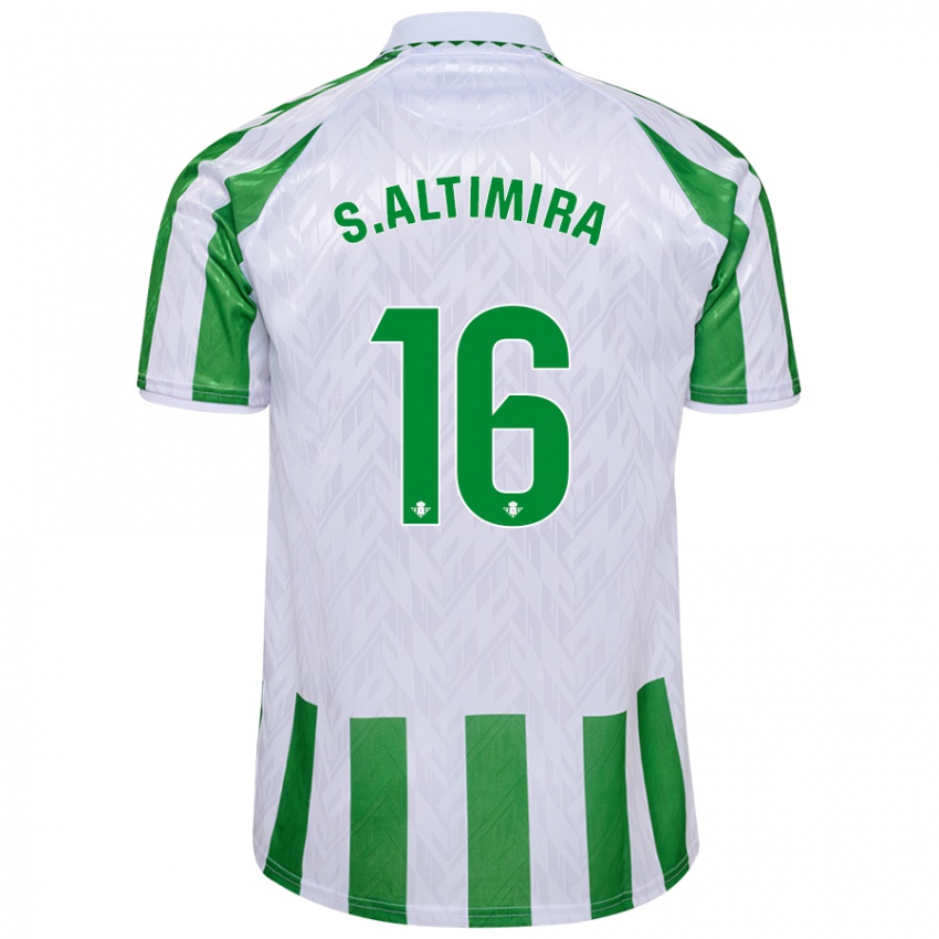 Niño Camiseta Sergi Altimira #16 Verde Rayas Blancas 1ª Equipación 2024/25 La Camisa Chile