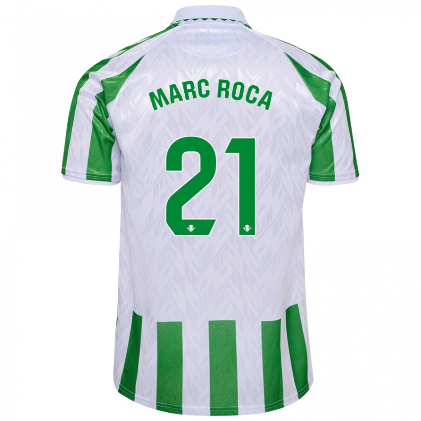 Niño Camiseta Marc Roca #21 Verde Rayas Blancas 1ª Equipación 2024/25 La Camisa Chile