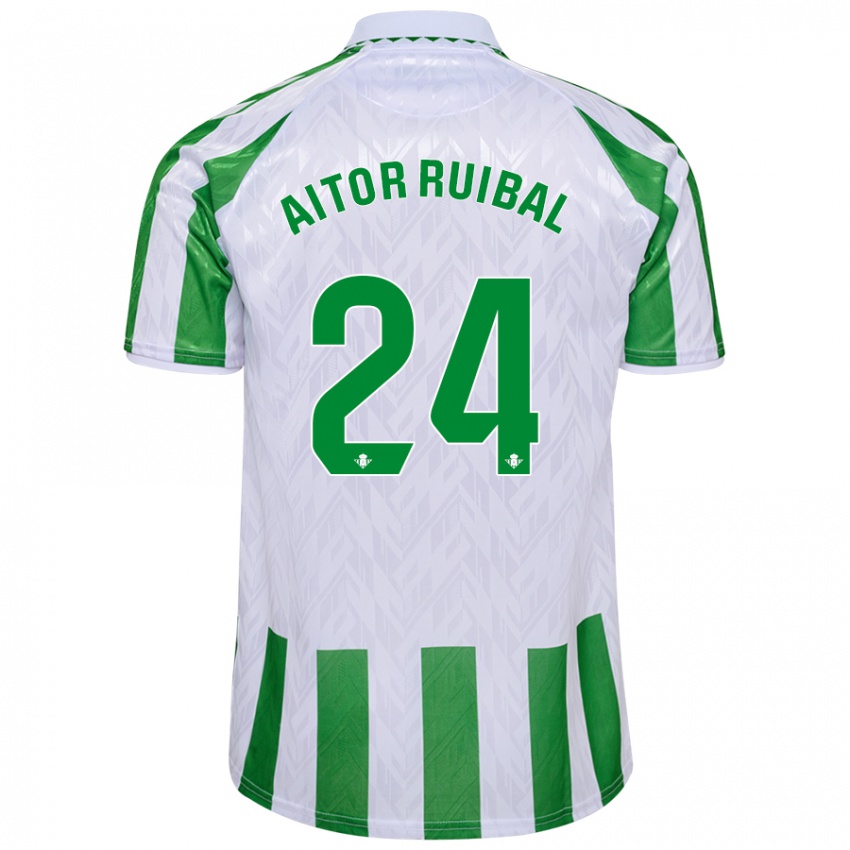 Niño Camiseta Aitor Ruibal #24 Verde Rayas Blancas 1ª Equipación 2024/25 La Camisa Chile