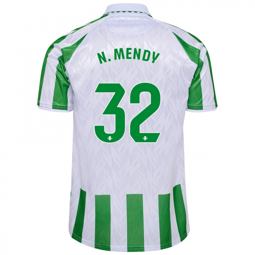 Niño Camiseta Nobel Mendy #32 Verde Rayas Blancas 1ª Equipación 2024/25 La Camisa Chile