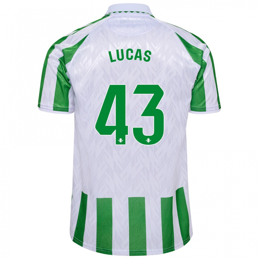 Niño Camiseta Lucas Alcázar #43 Verde Rayas Blancas 1ª Equipación 2024/25 La Camisa Chile